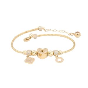 Bratara Aur 14K galben, inima cu zirconii