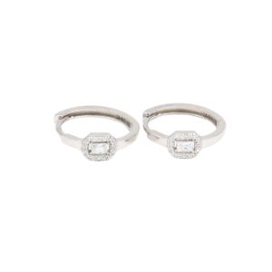 Cercei Aur 14K alb cerc cu zirconii