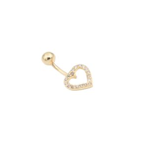 Cercei piercing Aur 14K galben inima cu zirconii
