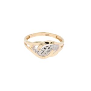 Inel Aur 14K galben, alb, geometric