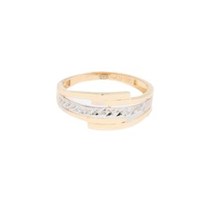 Inel Aur 14K galben, alb, geometric
