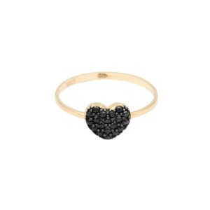 Inel Aur 14K galben inima cu zirconii