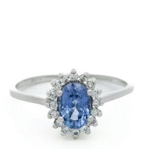 Inel cu diamante Aur 18K si safir