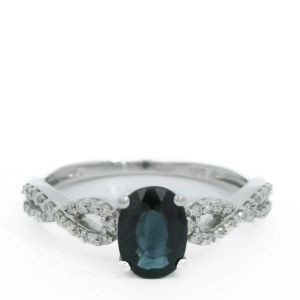 Inel cu diamante Aur 14K si safir