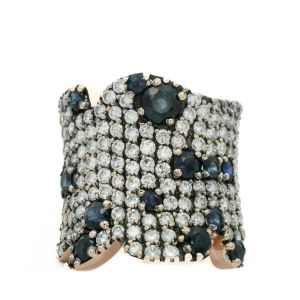 Inel cu diamante Aur 18K si safire