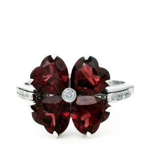 Inel cu diamante si granate Aur 14K