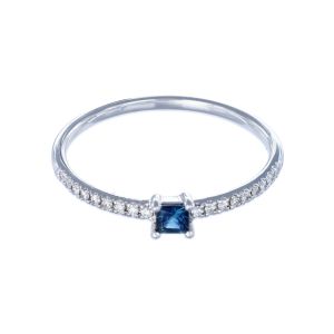 Inel cu diamante si safir Aur 14K