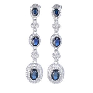 Cercei cu diamante si safire Aur 18K