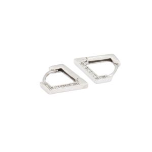 Cercei Aur 14K alb triunghi cu zirconii