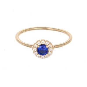 Inel Aur 14K galben, solitaire cu zirconii