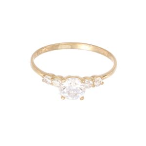 Inel de logodna Aur 14K galben, solitaire cu zirconiu