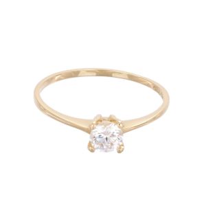 Inel de logodna Aur 14K galben, solitaire cu zirconiu