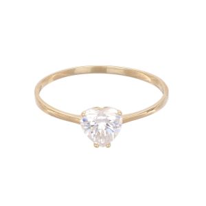 Inel de logodna Aur 14K galben, solitaire cu zirconiu