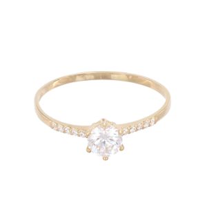 Inel de logodna Aur 14K galben, solitaire cu zirconiu