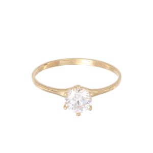 Inel de logodna Aur 14K galben, solitaire cu zirconiu