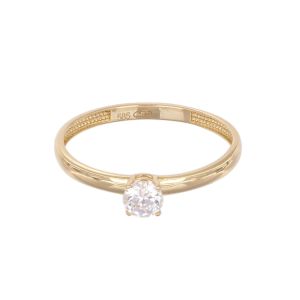 Inel de logodna Aur 14K galben, solitaire cu zirconiu