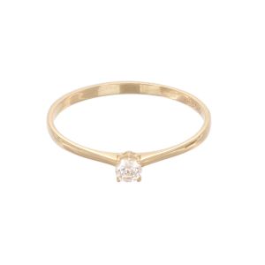 Inel de logodna Aur 14K galben, solitaire cu zirconiu