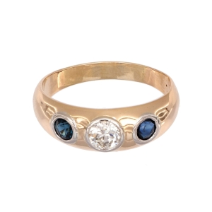 Inel cu diamante si safire Aur 14K
